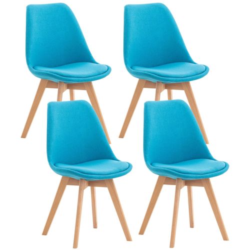 Lot De 4 Chaises De Salle À Manger Cuisine Bureau Style Scandinave En Tissu Bleu Turquoise Pieds En Bois Cds10086