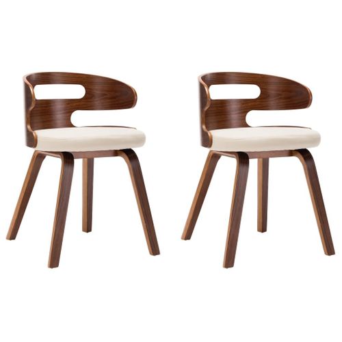 Lot De 2 Chaises De Salle À Manger Cuisine Design Intemporel Bois Courbé Et Synthétique Crème Cds020409