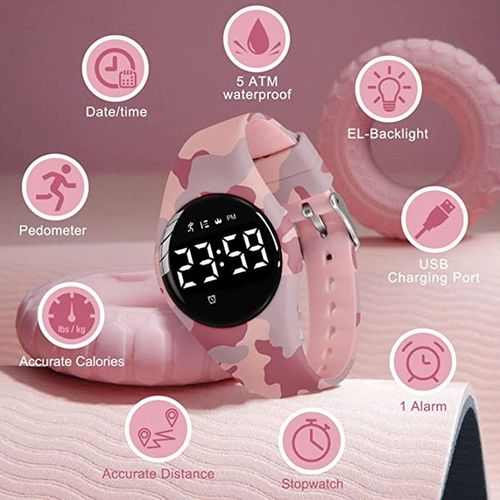 Montre Enfant,Montre Adolescent Garcon Sport Digitale De Fitness Tracker, Avec Alarme/Chronographe/Étanche Pour Cadeau Garcon Fille 5-15 Ans