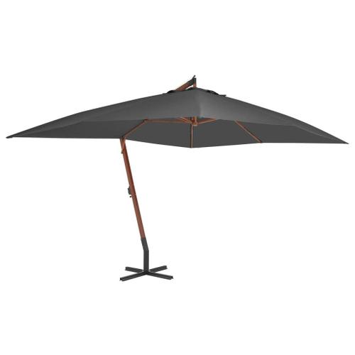 vidaXL Parasol en porte-à-faux avec mât en bois 400x300 cm Anthracite