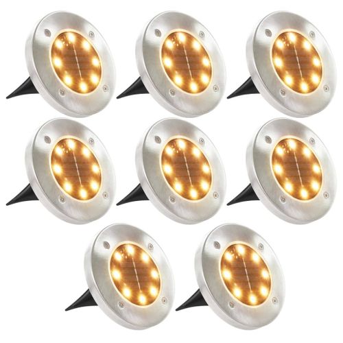 Vidaxl Lampe Solaire De Sol 8 Pcs Lumière Led Blanc Chaud