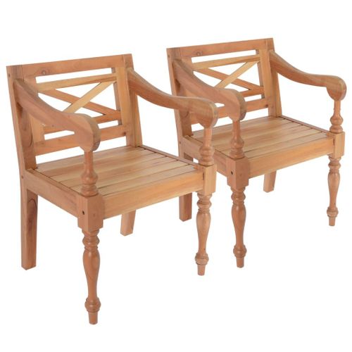 Vidaxl Chaises Batavia 2 Pcs Marron Clair Bois D'acajou Solide