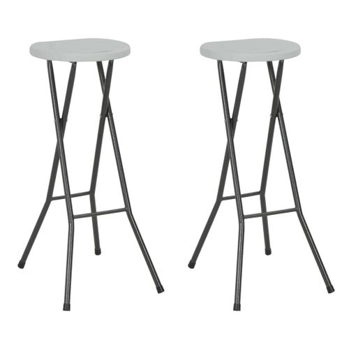 Vidaxl Tabourets De Bar Pliables 2 Pcs Pehd Et Acier Blanc