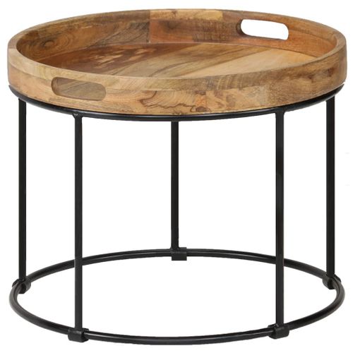 Table Basse Bois De Manguier Massif Et Acier 50 X 40 Cm - Vidaxl