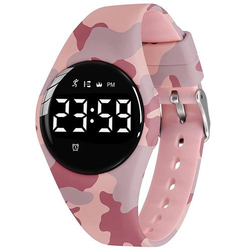 Watch Montre Digitale Enfant Avec Chronomètre, Eclairage, Alarme, Date,Podomètres Marche Non Connecté-Montres Sport Pour Fille Garcon Avec Bracelet En Silicone