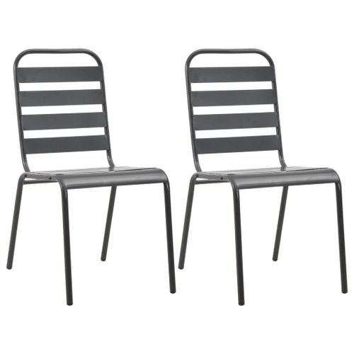 Chaises Empilables De D'extérieur 2 Pcs Acier Gris
