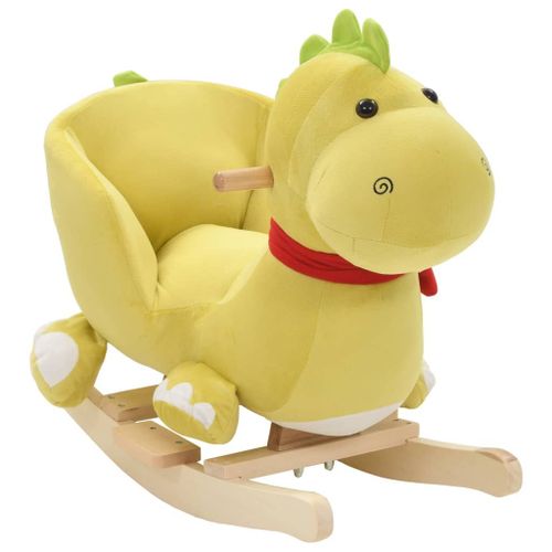 Dragon À Bascule Avec Dossier Peluche 60x32x53 Cm Vert Citron