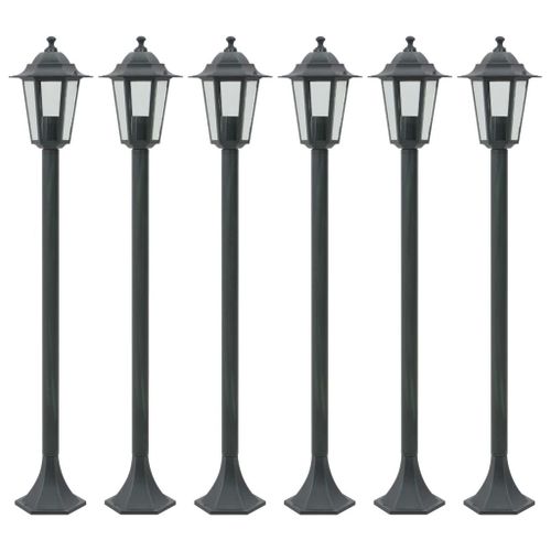 Vidaxl Lampe De Jardin À Piquet 6 Pcs E27 110 Cm Aluminium Vert Foncé