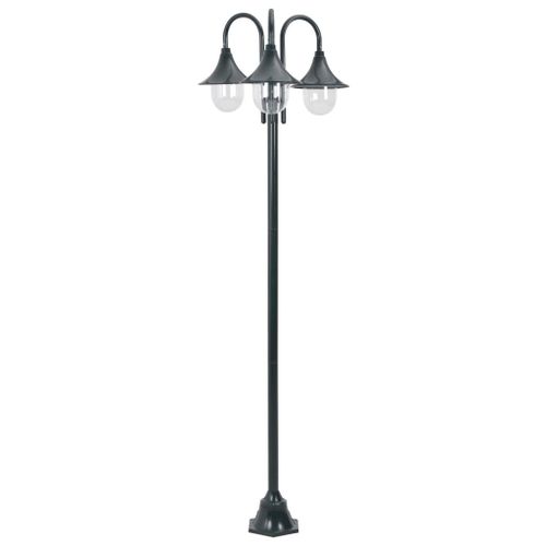 Lampadaire De Jardin E27 220cm Aluminium 3 Lanternes Vert Foncé