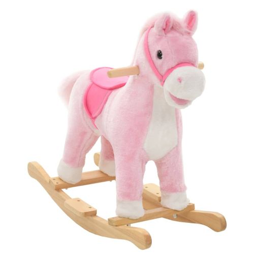 Cheval À Bascule Peluche 65 X 32 X 58 Cm Rose
