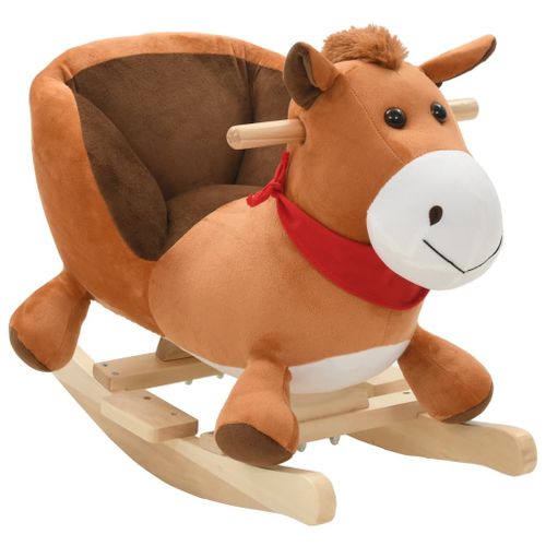 Cheval À Bascule Avec Dossier Peluche 60 X 32 X 50 Cm Marron