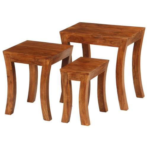 Table Gigogne 3 Pcs Bois Massif D'acacia 50x35x50 Cm Marron - Vidaxl