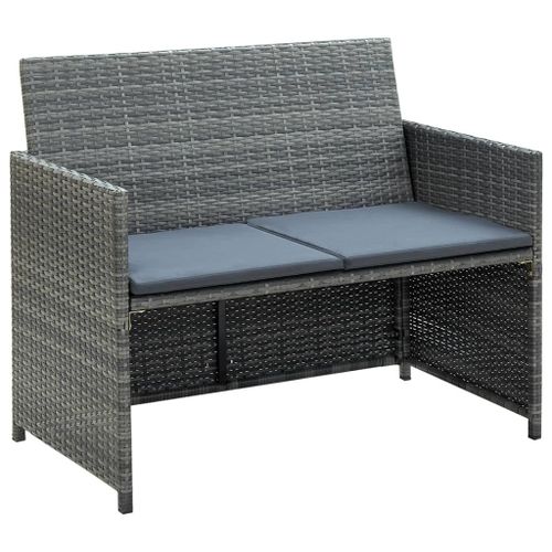 Vidaxl Canapé De Jardin À 2 Places Avec Coussins Gris Résine Tressée