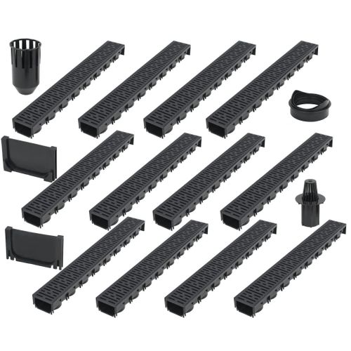 Canaux drainage plastique lot 12 12 m système emboîtable noir grille filtre