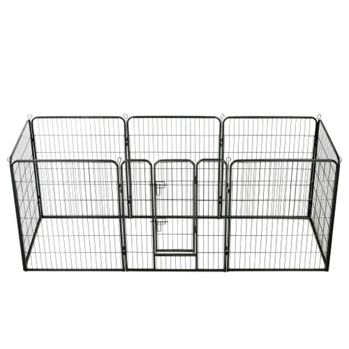 Vidaxl Parc Pour Chiens 8 Panneaux Acier 80 X 100 Cm Noir