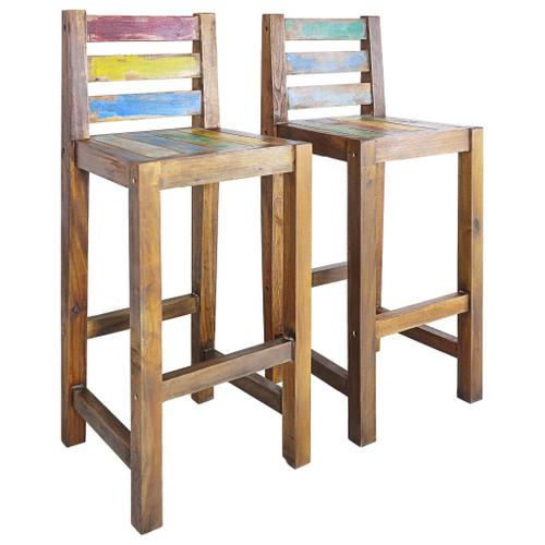 Tabourets De Bar 2 Pcs Bois Massif De Récupération - Vidaxl