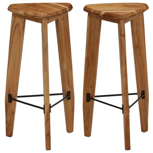 Vidaxl Tabourets De Bar 2 Pcs Bois D'acacia Massif