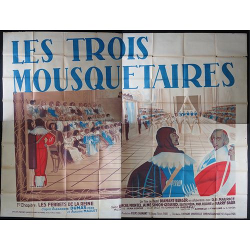 Les Trois Mousquetaires - Film Historique 1932 Réalisation Henri Diamant-Berger Avec Aimé Simon-Girard, Blanche Montel Et Harry Baur - Affiche Originale De Cinéma 240x320 Cm - Movie Poster