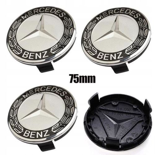 Moyeu De Roue Juxinchang - 4x 75mm Noir Blanc Mercedes Benz Origine Logo Enjoliveurs Centre De Roue