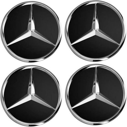 Moyeu De Roue X4 Centres De Roue Noir 75mm Emblème Mercedes Cache Moyeu