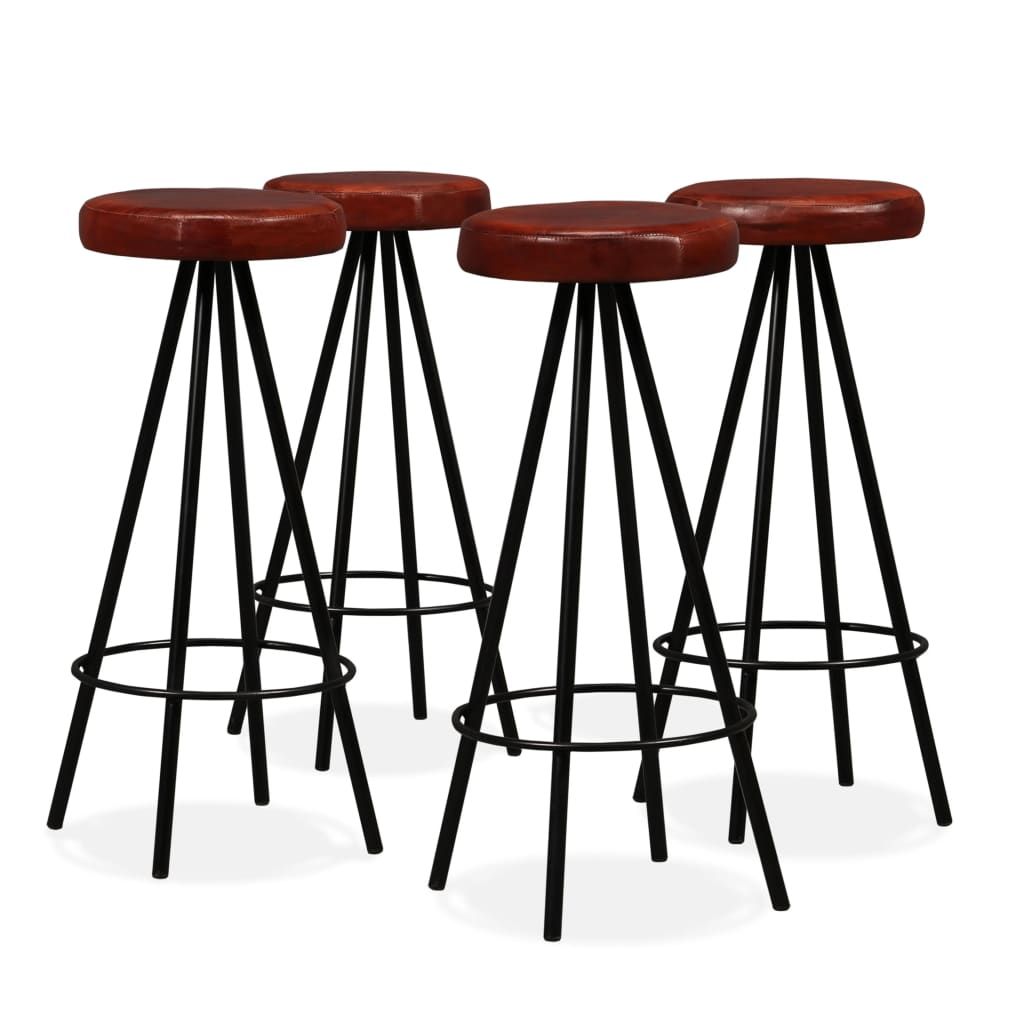 Vidaxl Tabourets De Bar Lot De 4 Cuir Véritable