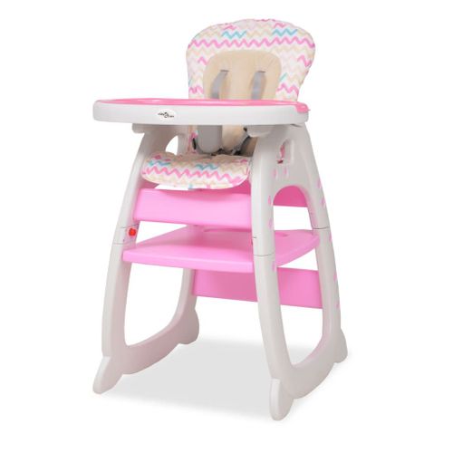 Chaise Haute Convertible 3-En-1 Avec Table Rose