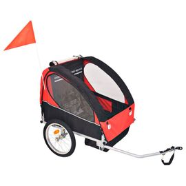 Remorque De Vélo Pour Enfants Rouge Et Noire 30 Kg
