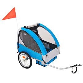 Remorque De Vélo Pour Enfants Gris Et Bleu 30 Kg