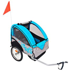 Remorque De Vélo Pour Enfants Gris Et Bleu 30 Kg