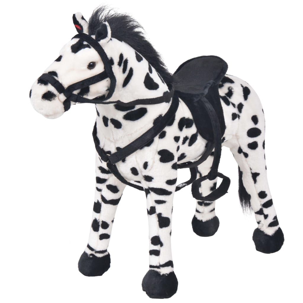 Jouet En Peluche Cheval Noir Et Blanc Xxl