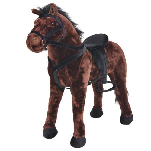 Jouet En Peluche Cheval Marron Et Noir Xxl