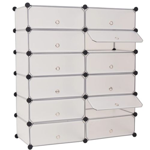 Vidaxl Armoire À Chaussures Avec 12 Compartiments Blanc