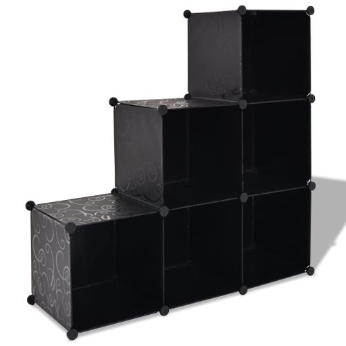 Vidaxl Organisateur De Rangement Cube Avec 6 Compartiments Noir