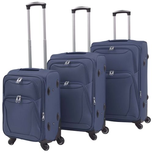 Vidaxl Jeu De Valises Souples 3 Pcs Bleu Marine