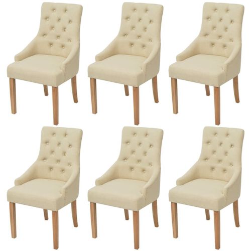 Chaises De Salle À Manger 6 Pcs Crème Tissu