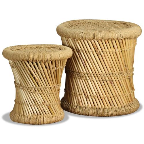 Tabourets 2 Pcs Bambou Et Jute - Vidaxl