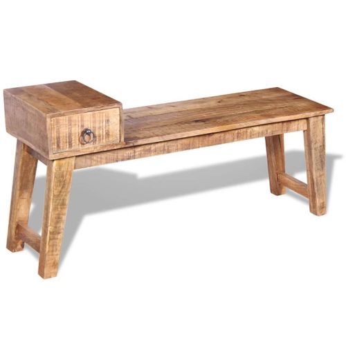Banc Avec Tiroir Bois De Manguier Massif 120 X 36 X 60 Cm - Vidaxl