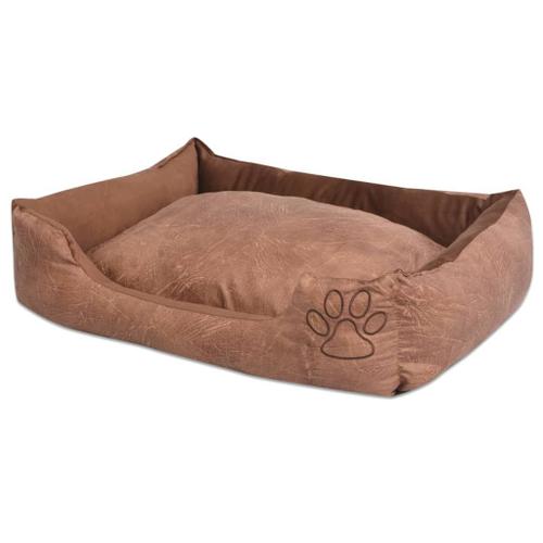 Lit Pour Chiens Avec Coussin Cuir Artificiel Pu Taille M Beige