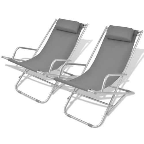 Chaises Inclinables De Terrasse 2 Pcs Acier Gris