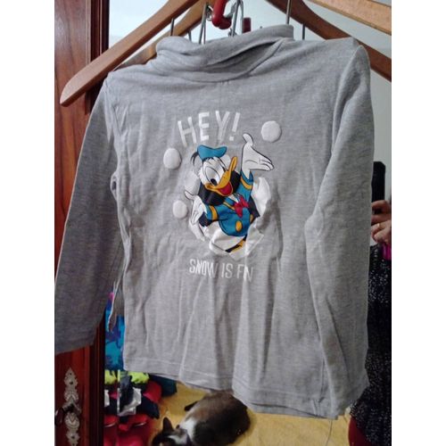 Tee-Shirt Col Roulé Gris Imprimé Coloré 4 Ans Vintage Années 90 Disney Donald Duck.