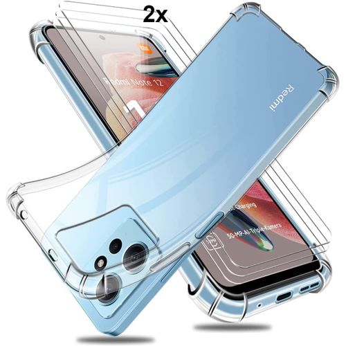 Coque Pour Xiaomi Redmi Note 12 4g + 2x Vitre Verre Trempe Silicone Transparent Bords Renforcés