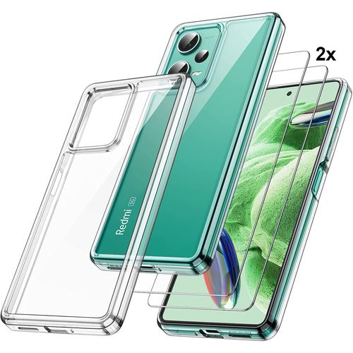 Coque Pour Xiaomi Redmi Note 12 5g + 2x Vitre Verre Trempe Silicone Transparent