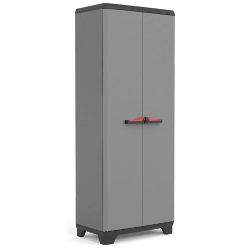 KETER Armoire haute STILO - Gris. Noir et Rouge - 68 x 39 x 173 cm
