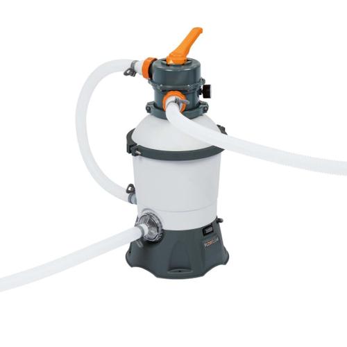 BESTWAY Filtre à sable Flowclear, filtration 3 028 l / h, vanne de régulation à 6 positions, bouton d'arrêt, manomètre et préfiltre