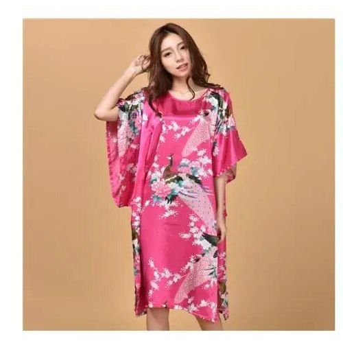 Robe De Nuit Noire En Rayonne Pour Femmes,Grande Taille,Tenue De Maison Sexy,Ample,S002-B