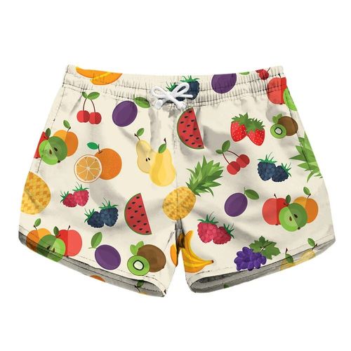 Short De Plage Ample Et Fin Pour Femmes,Pantalon De Plage Imprimé De Fruits 3d,Séchage Rapide,Avec Poche,Maillot De Bain Court De Vacances