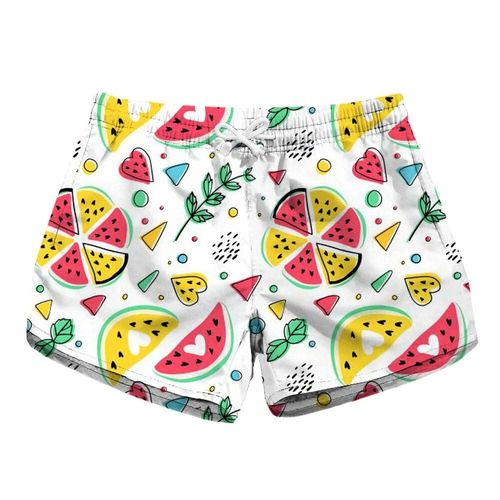 Short De Plage Ample Et Fin Pour Femmes,Pantalon De Plage Imprimé De Fruits 3d,Séchage Rapide,Avec Poche,Maillot De Bain Court De Vacances