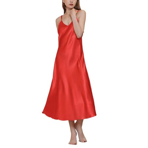 Robe De Nuit Longue En Satin Pour Femme,Col En V,Vêtement De Couleur Unie