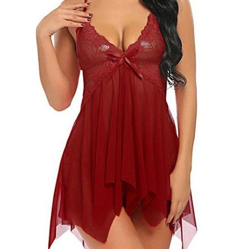 Chemise De Nuit En Dentelle Transparente Pour Femmes,Vêtements De Nuit Sexy,Robe De Lingerie,Vêtements De Nuit Chauds,Rouge,Noir,Grande Taille