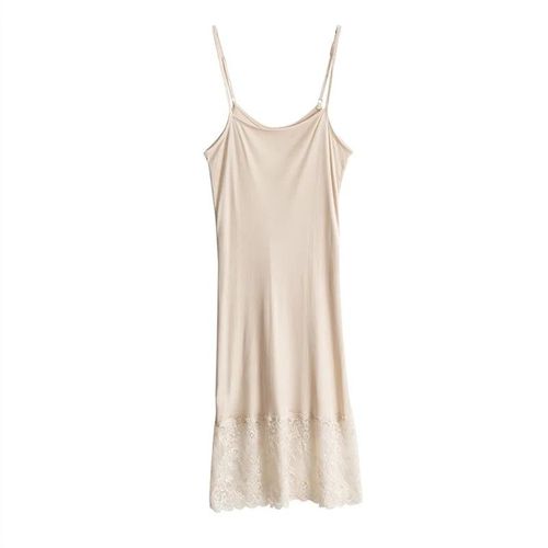 Jupe À Bretelles En Dentelle De Soie De Mûrier Naturelle Tricotée,Jupon À Bascule,Robe De Nuit À La Mode Pour Femmes